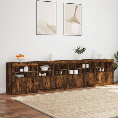 vidaXL Sideboard mit LED-Leuchten Räuchereiche 283x37x67 cm