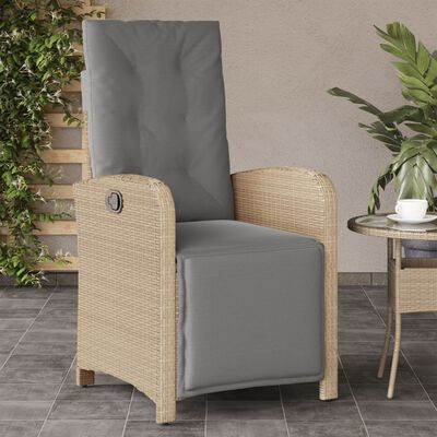 vidaXL Gartensessel mit Fußteil 2 Stk. Verstellbar Poly Rattan