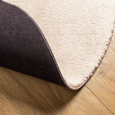 vidaXL Teppich HUARTE Kurzflor Weich und Waschbar Beige Ø 80 cm