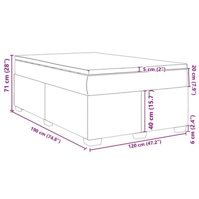 vidaXL Boxspringbett mit Matratze Dunkelblau 120x190 cm Samt