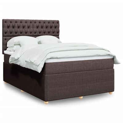 vidaXL Boxspringbett mit Matratze Dunkelbraun 140x200 cm Stoff