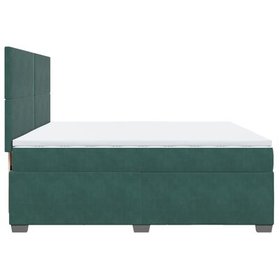 vidaXL Boxspringbett mit Matratze Dunkelgrün 200x200 cm Samt