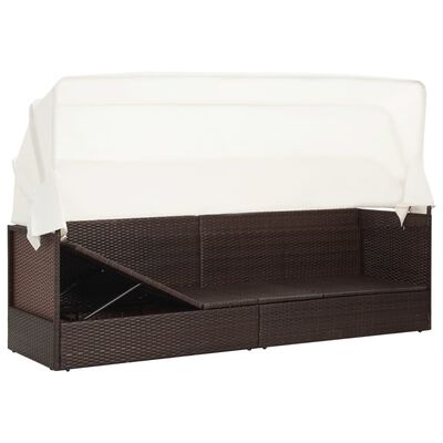 vidaXL Gartensofa mit Sonnendach Poly Rattan Braun