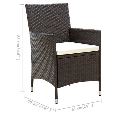 vidaXL 3-tlg. Garten-Essgruppe Poly Rattan Braun