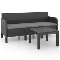 vidaXL 2-tlg. Garten-Lounge-Set mit Kissen PP Rattan Anthrazit