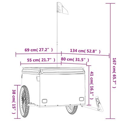 vidaXL Fahrradanhänger Schwarz und Gelb 45 kg Eisen