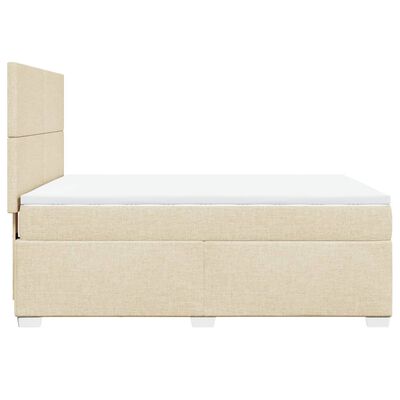 vidaXL Boxspringbett mit Matratze Creme 160x200 cm Stoff