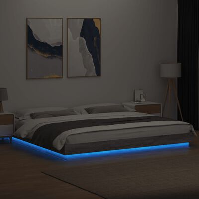 vidaXL Bettgestell mit LED Grau Sonoma 180x200 cm Holzwerkstoff