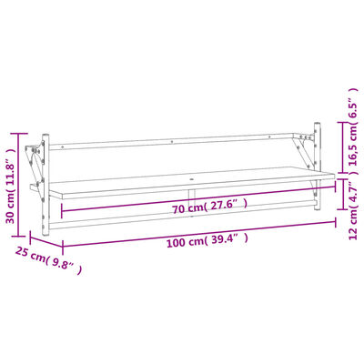 vidaXL Wandregale mit Stangen 2 Stk. Braun Eichen-Optik 100x25x30 cm