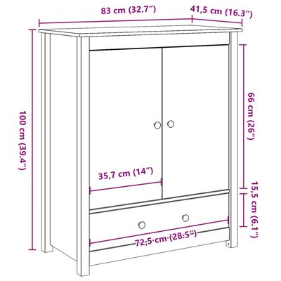 vidaXL Highboard Schwarz 83x41,5x100 cm Massivholz Kiefer