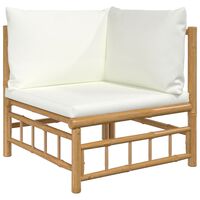 vidaXL Garten-Ecksofa mit Cremeweißen Kissen Bambus