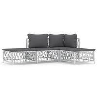 vidaXL 4-tlg. Garten-Lounge-Set mit Kissen Weiß Stahl