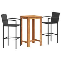 vidaXL 3-tlg. Gartenbar-Set Schwarz Massivholz Akazie und Poly Rattan