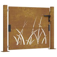 vidaXL Gartentor 105x105 cm Cortenstahl Gras-Design