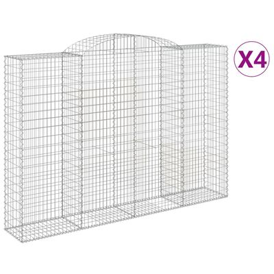 vidaXL Gabionen mit Hochbogen 4 Stk. 300x50x200/220cm Verzinktes Eisen