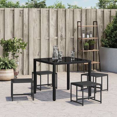 vidaXL Gartenhocker 4 Stk. Schwarz Stahl und Textilene