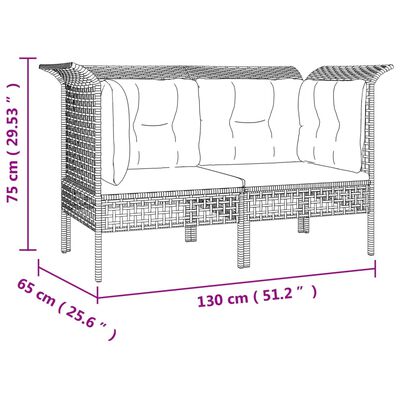 vidaXL 7-tlg. Garten-Lounge-Set mit Kissen Grau Poly Rattan