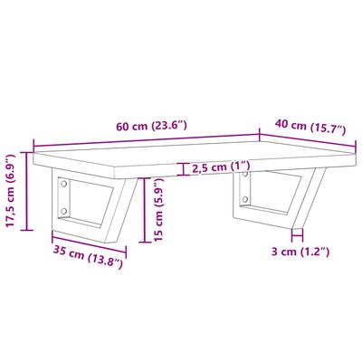 vidaXL Waschbeckenregal Wandmontage Stahl und Massivholz Buche