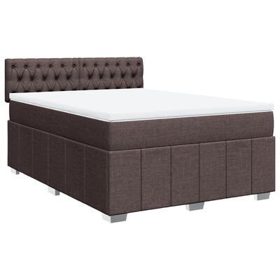 vidaXL Boxspringbett mit Matratze Dunkelbraun 140x200 cm Stoff