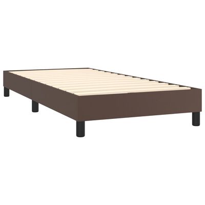 vidaXL Boxspringbett mit Matratze Braun 90x200 cm Kunstleder