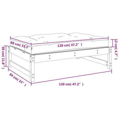 vidaXL Gartenhocker Weiß 120x80 cm Massivholz Kiefer