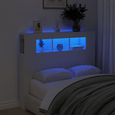 vidaXL LED-Kopfteil Weiß 120x18,5x103,5 cm Holzwerkstoff