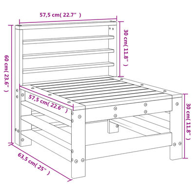 vidaXL Garten-Mittelsofa Honigbraun Massivholz Kiefer