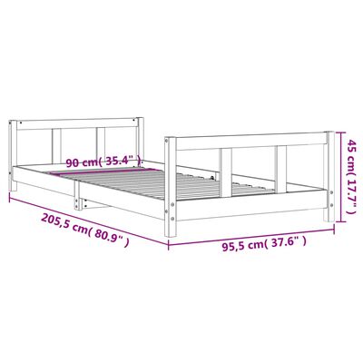 vidaXL Kinderbett Schwarz 90x200 cm Massivholz Kiefer