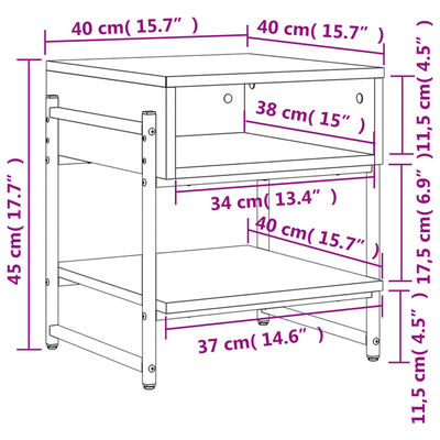 vidaXL Couchtisch Sonoma-Eiche 40x40x45 cm Holzwerkstoff