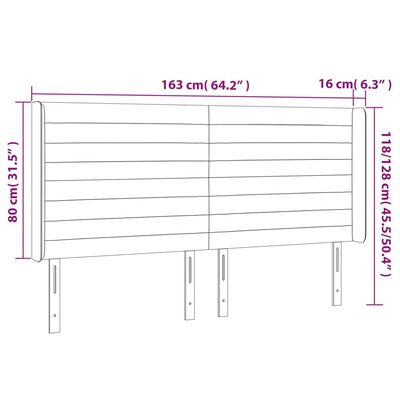 vidaXL Kopfteil mit Ohren Creme 163x16x118/128 cm Stoff