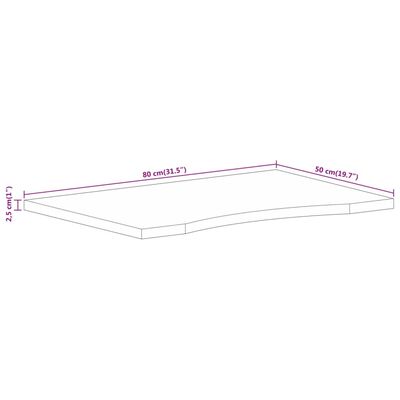 vidaXL Schreibtischplatte mit Aussparung 80x50x2,5 cm Massivholz Mango