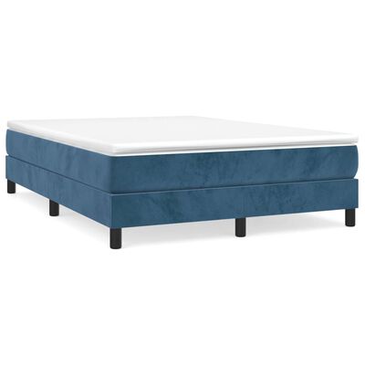 vidaXL Boxspringbett mit Matratze Dunkelblau 140x190 cm Samt