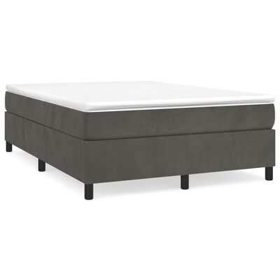 vidaXL Boxspringbett mit Matratze Dunkelgrau 140x200 cm Samt