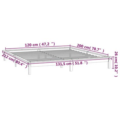 vidaXL Massivholzbett mit LEDs 120x200 cm