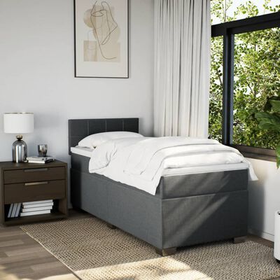 vidaXL Boxspringbett mit Matratze Dunkelgrau 100x200 cm Stoff