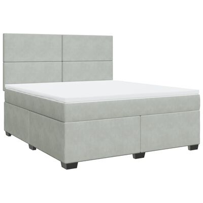 vidaXL Boxspringbett mit Matratze Hellgrau 180x200 cm Samt