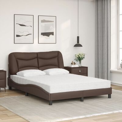 vidaXL Bett mit Matratze Braun 140x200 cm Kunstleder