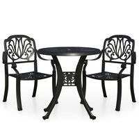 vidaXL 3-tlg. Bistro-Set Aluminiumguss Schwarz