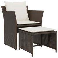 vidaXL Gartenstuhl mit Fußhocker Braun Poly Rattan