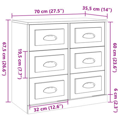 vidaXL Sideboards 3 Stk. Grau Sonoma Holzwerkstoff