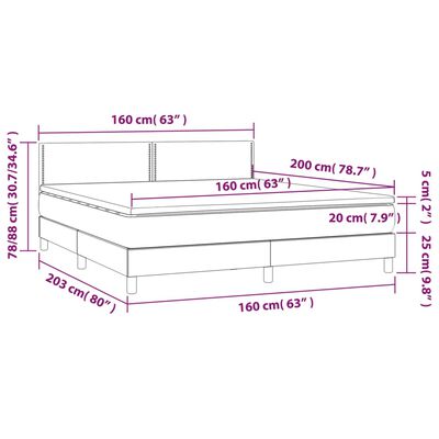 vidaXL Boxspringbett mit Matratze & LED Rosa 160x200 cm Samt