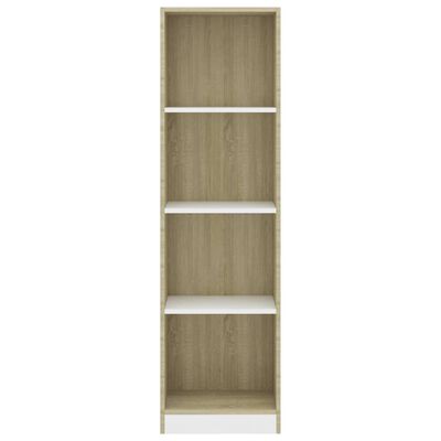 vidaXL Bücherregal 4 Fächer Weiß Sonoma-Eiche 40x24x142 Holzwerkstoff