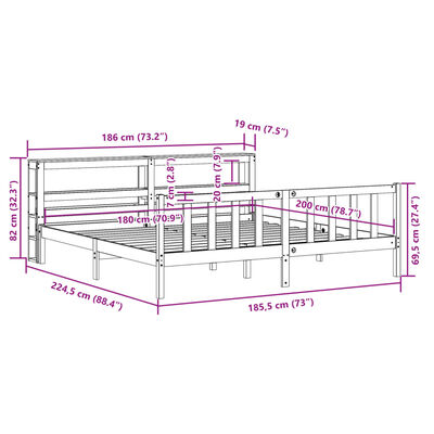 vidaXL Massivholzbett ohne Matratze Weiß 180x200 cm Kiefernholz