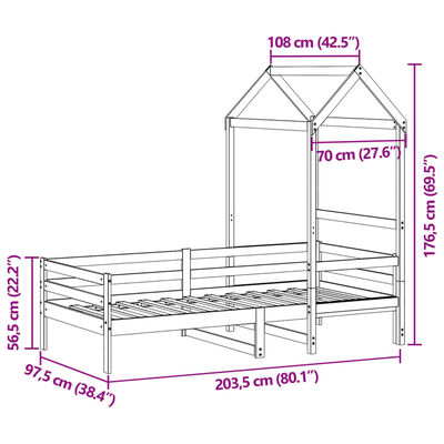 vidaXL Tagesbett mit Dach Weiß 90x200 cm Massivholz Kiefer