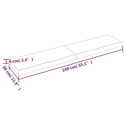 vidaXL Wandregal Dunkelbraun 140x30x(2-6)cm Massivholz Eiche Behandelt