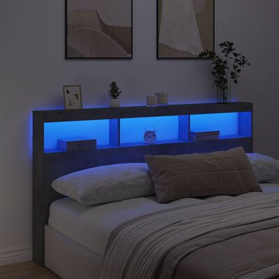 vidaXL LED-Kopfteil mit Ablage Betongrau 180x17x102 cm