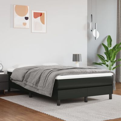 vidaXL Boxspringbett mit Matratze Schwarz 120x190 cm Kunstleder