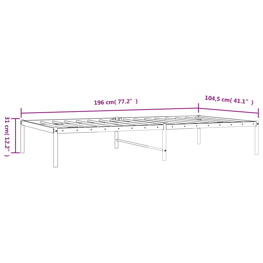 vidaXL Bettgestell Metall Weiß 100x190 cm