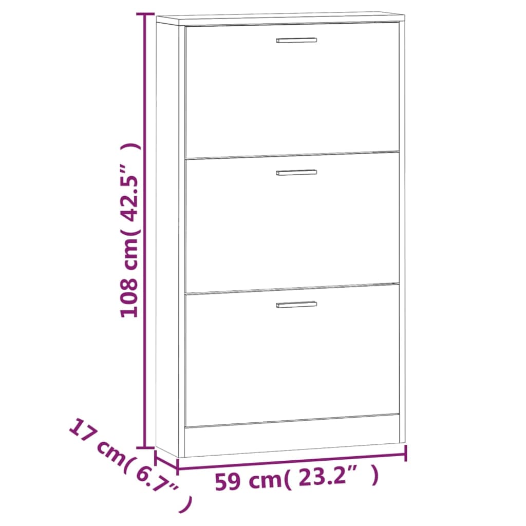 vidaXL Schuhschrank Weiß 59x17x108 cm Holzwerkstoff