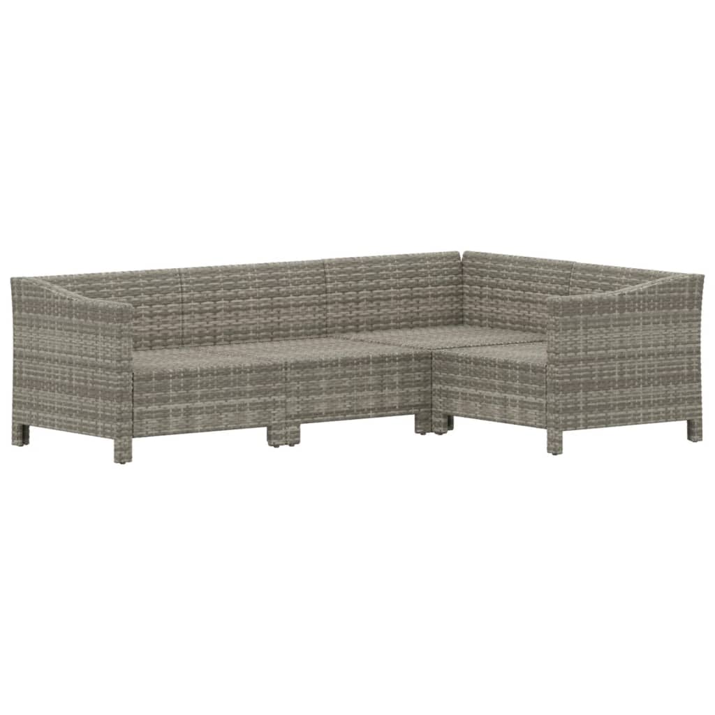 vidaXL 4-tlg. Garten-Lounge-Set mit Kissen Grau Poly Rattan